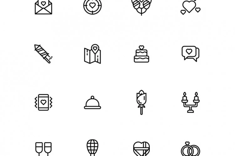 Free Love And Wedding Icons Set