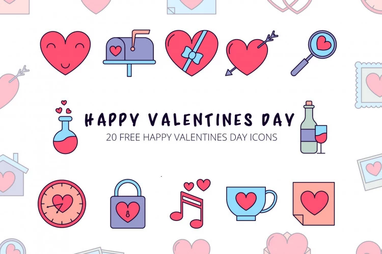 Happy Valentines Day Vector Free Icon Set