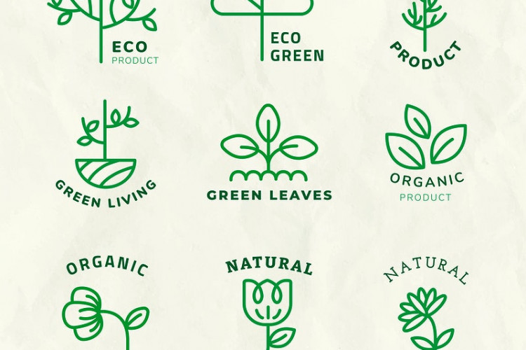 Line Eco Logo Template PSD For Branding With Text Set