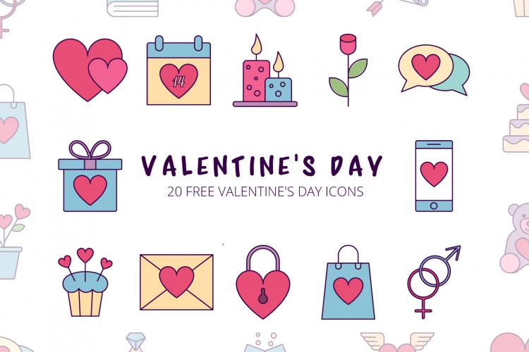 Set of icon of Valentine's day stencils. Vector collection of