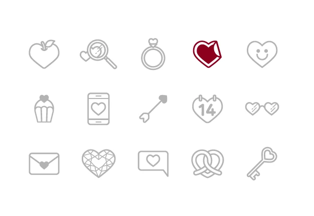 35 Valentine's Day Icons – Free PSD Templates