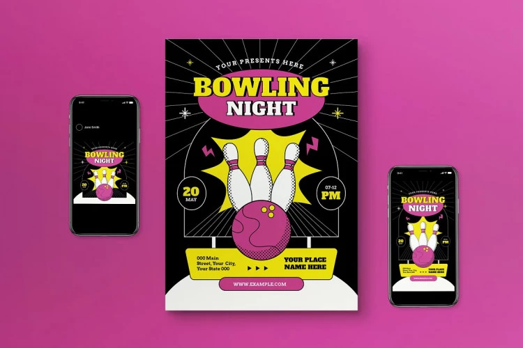 Bowling Night Flyer Set