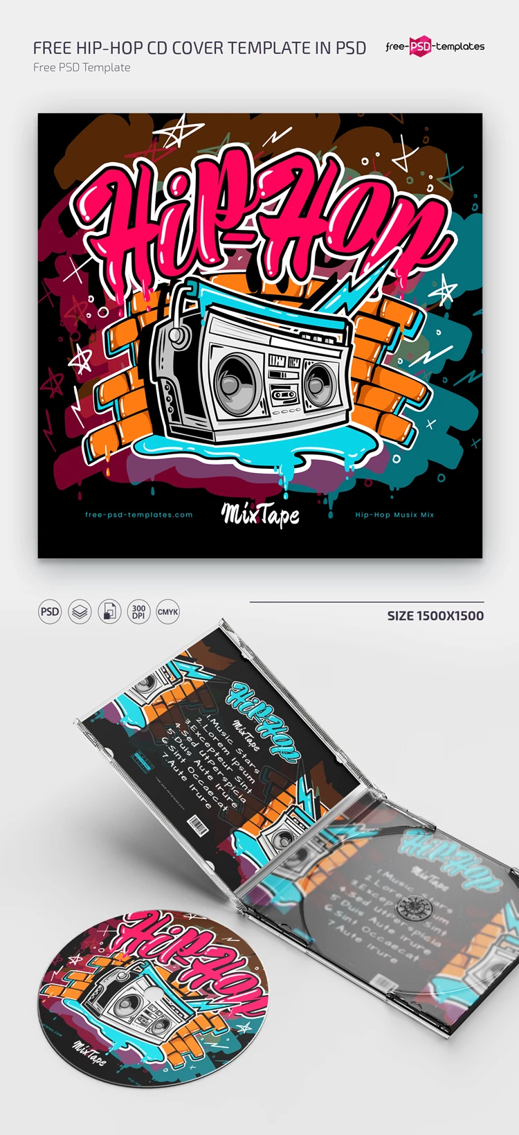 Free Hip Hop CD Cover Template in PSD