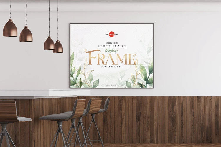 Free Modern Restaurant Interior Frame Mockup Psd