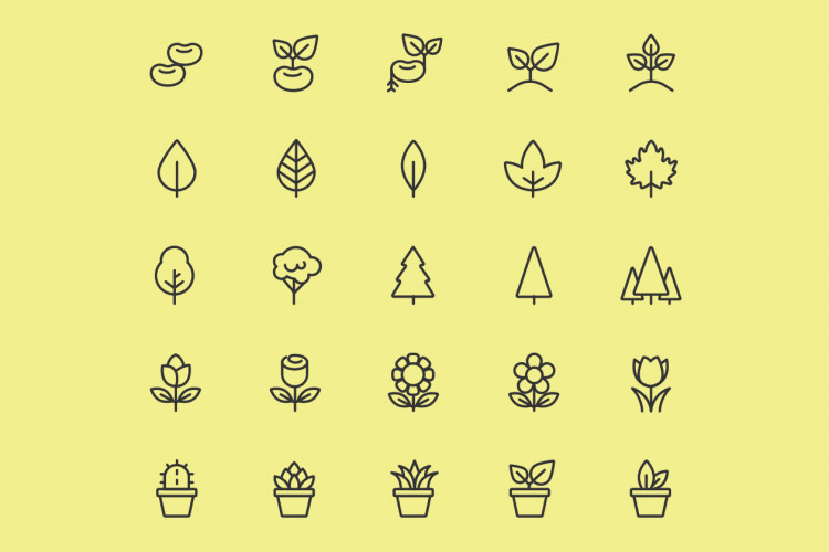 25 Line Plant Icons