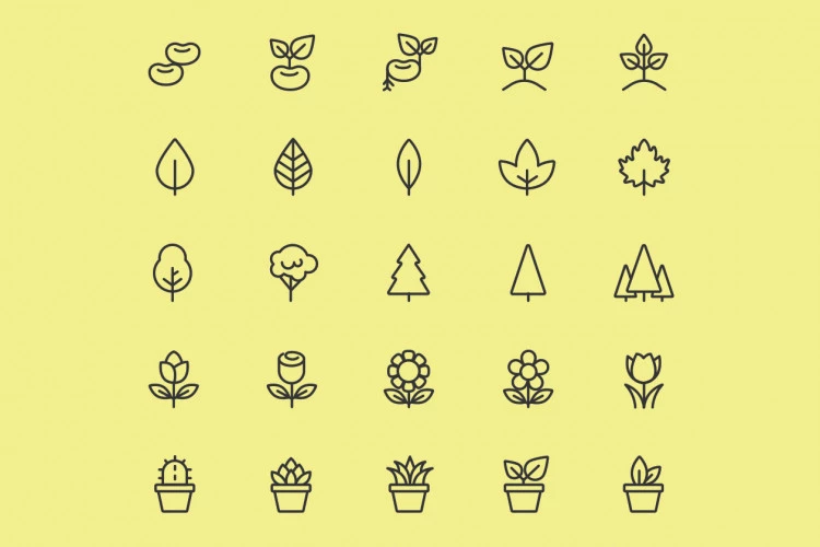 25 Line Plant Icons