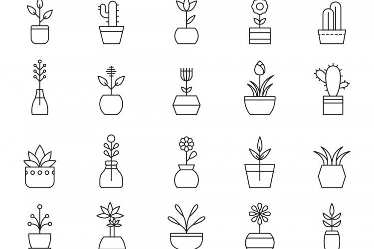 Potted Plants Vector Icons