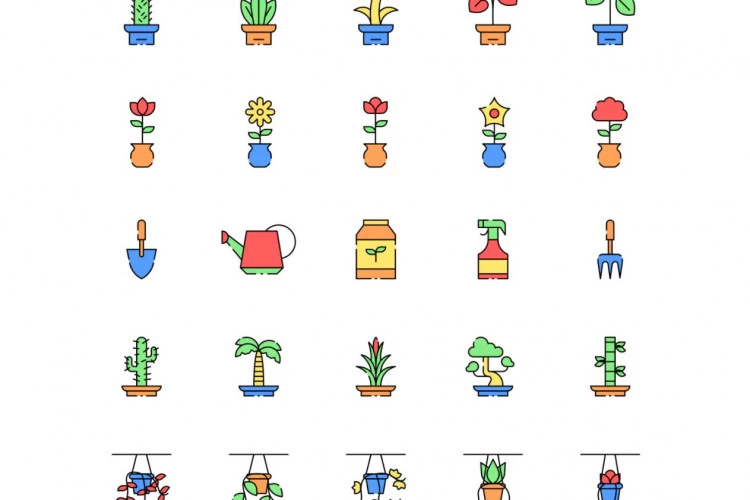 Flower Pot Icon Set