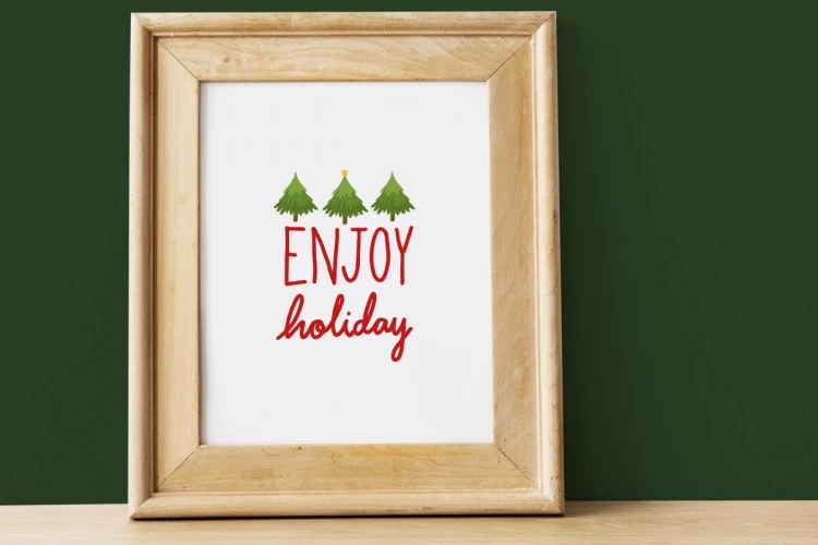 Festive Wooden Frame Template Mockup