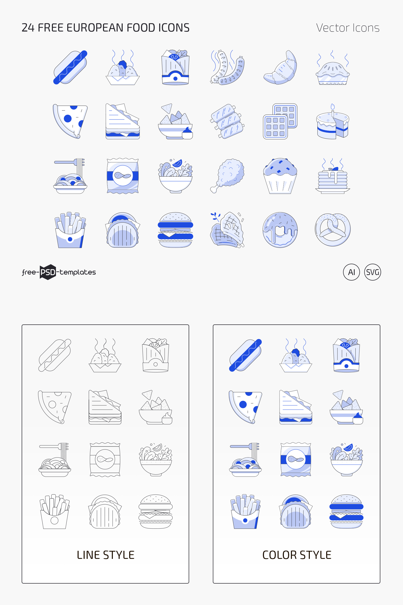 24 Free European Food Icons (AI, SVG)
