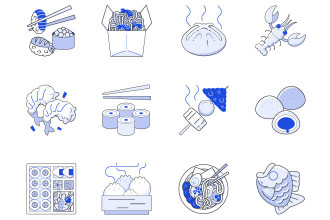 12 Free Asian Food Icons (AI, SVG)