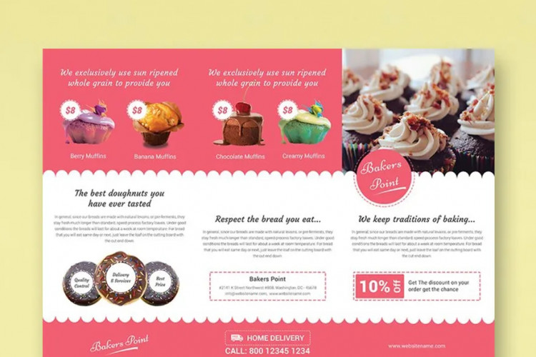 Free Bakery Tri-Fold Brochure Template