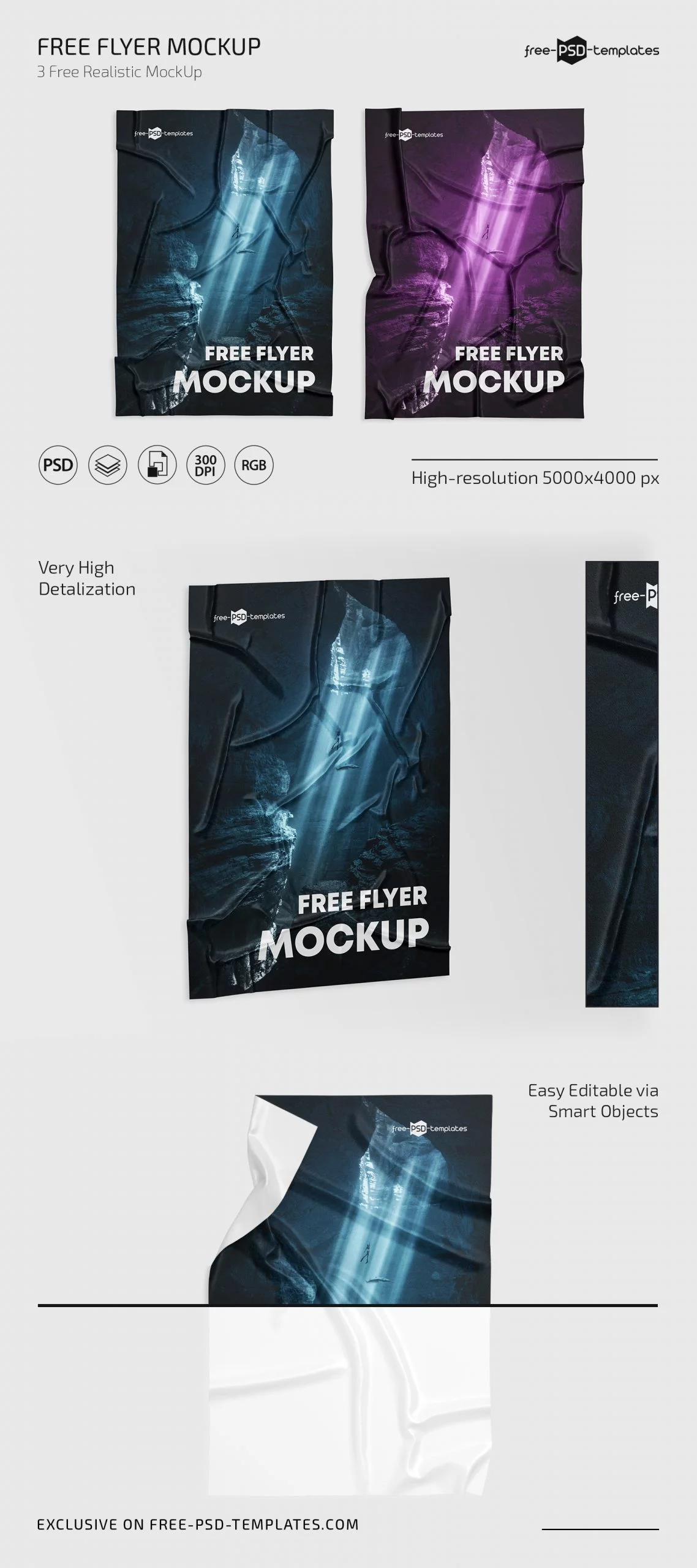 Free Flyer Mockup PSD Template Set