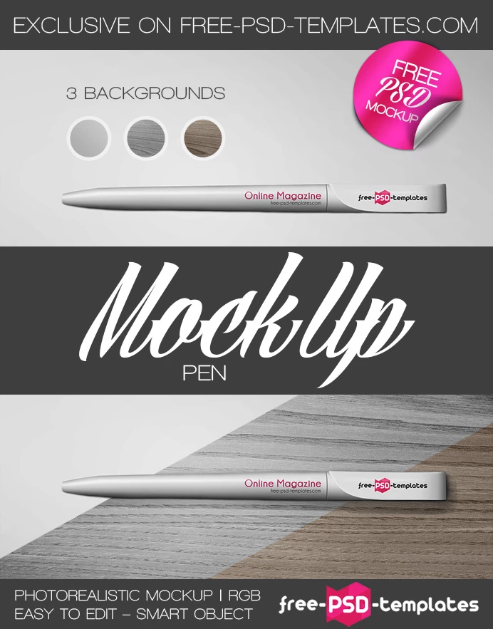 Free Pen Mockup PSD Template