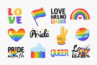 Free Pride Month Sticker Set (PSD, AI, EPS, PNG)