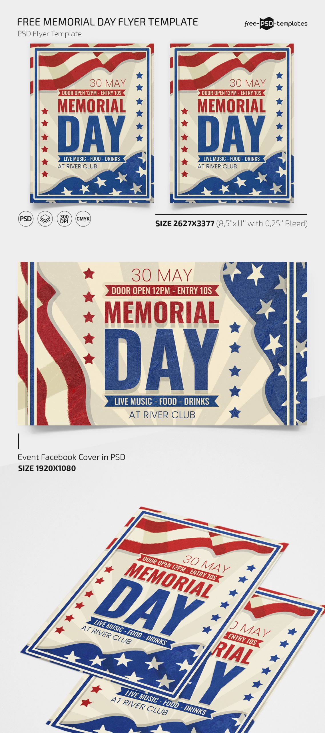 Free Memorial Day Flyer PSD Template