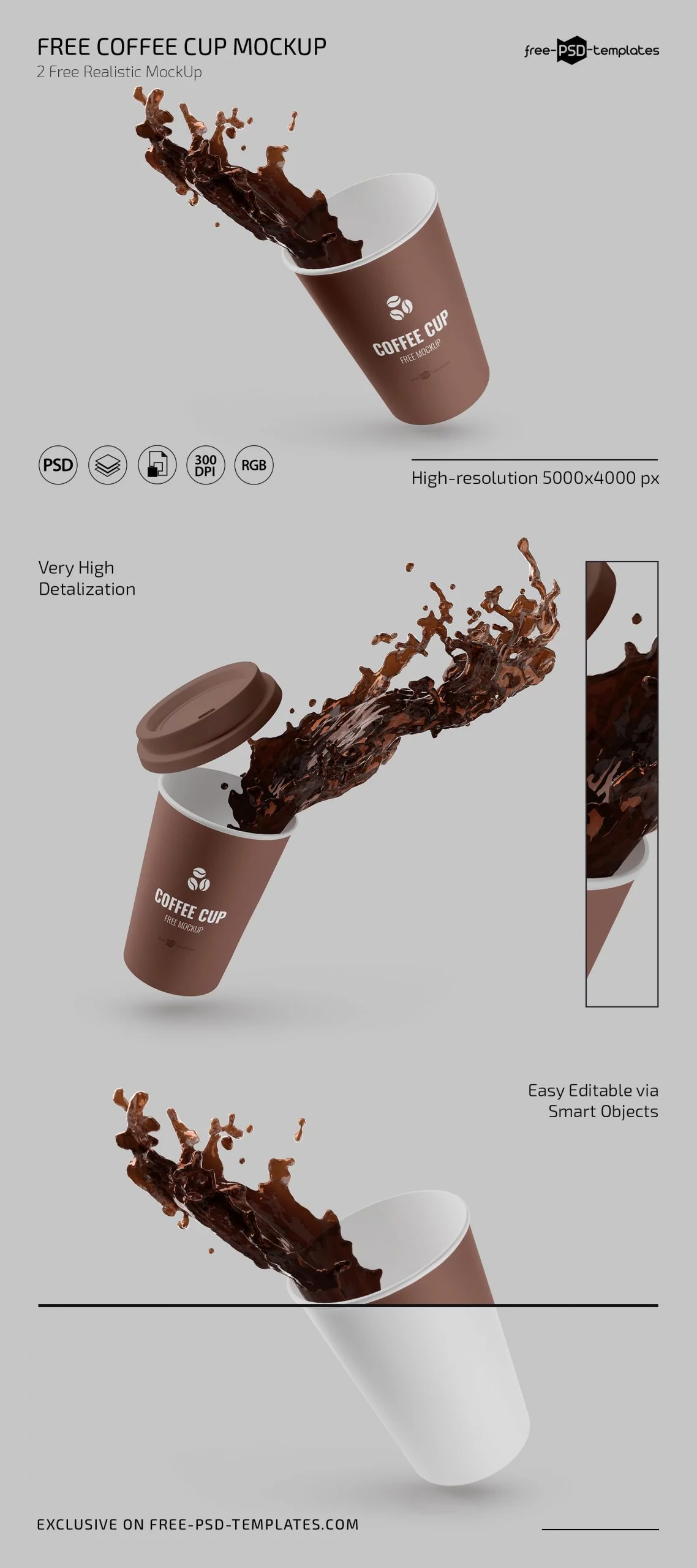 Free Coffee Cup Mockup with Splash