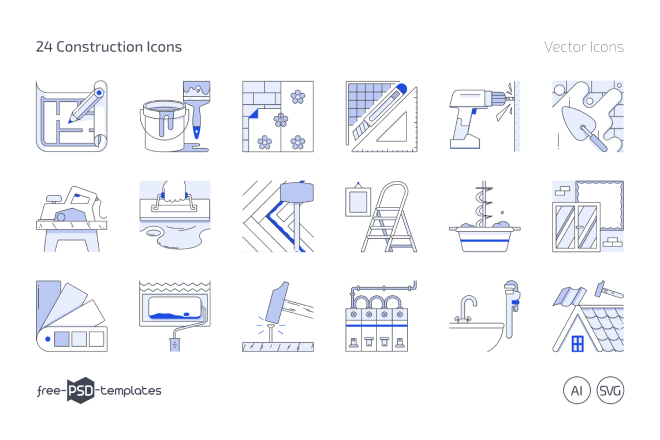 Free Construction Icon Set in Vector – Free PSD Templates