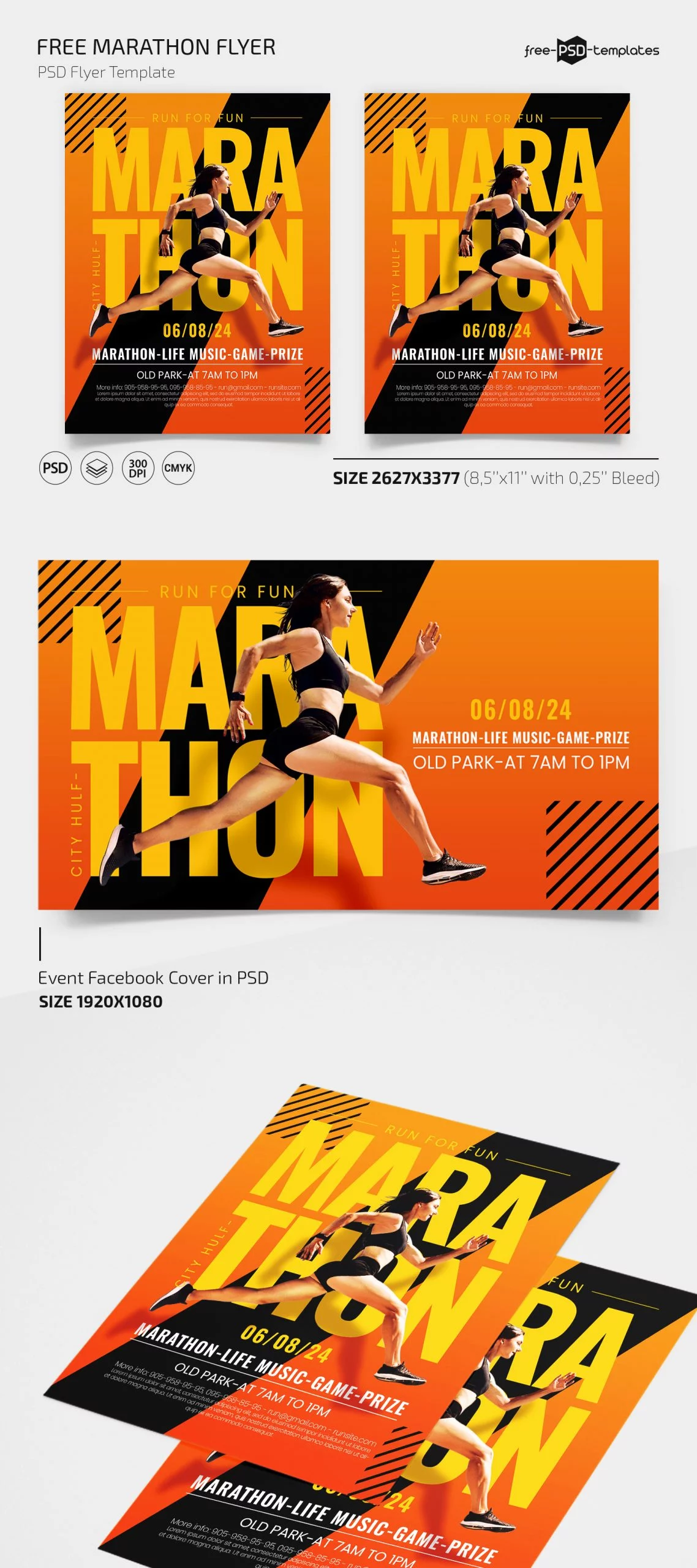 Free Marathon Flyer PSD Template