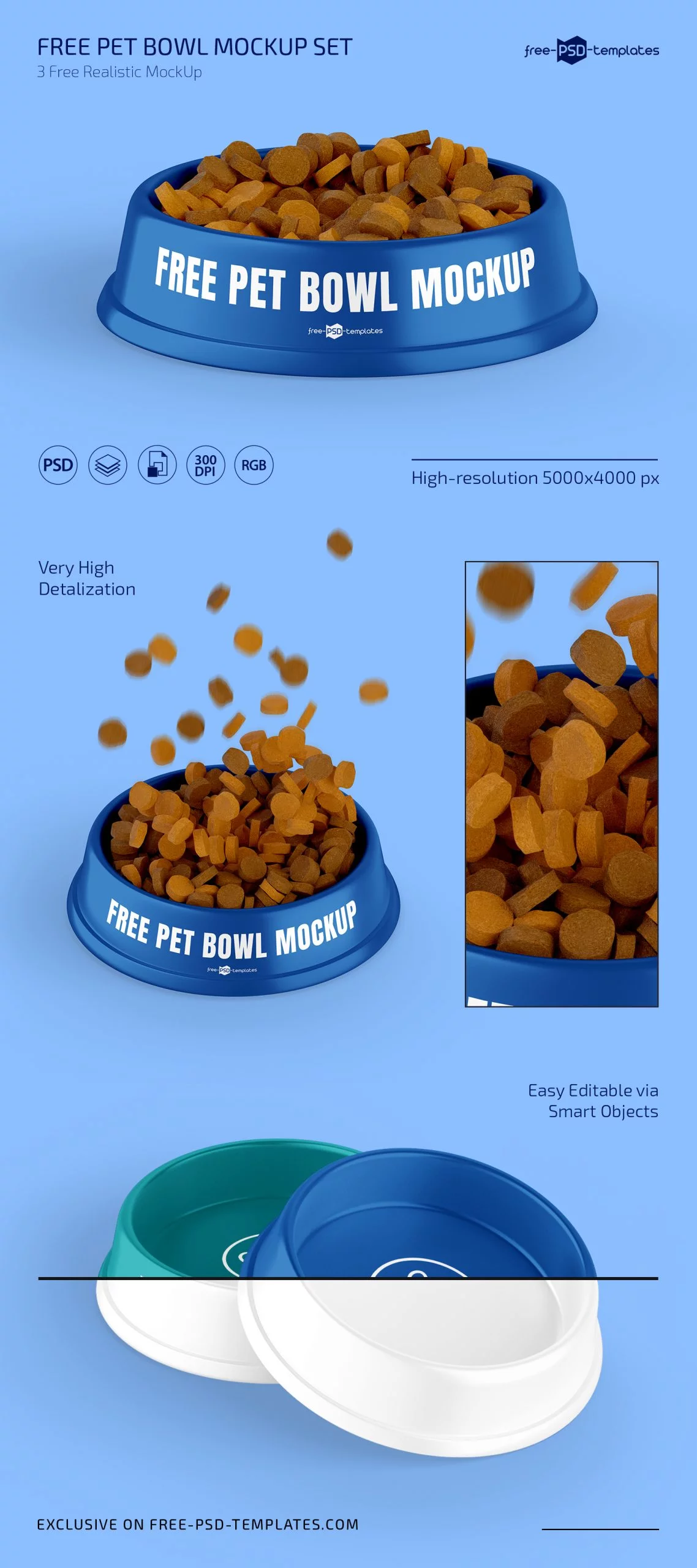 Free Feed Bowl Mockup Set in PSD