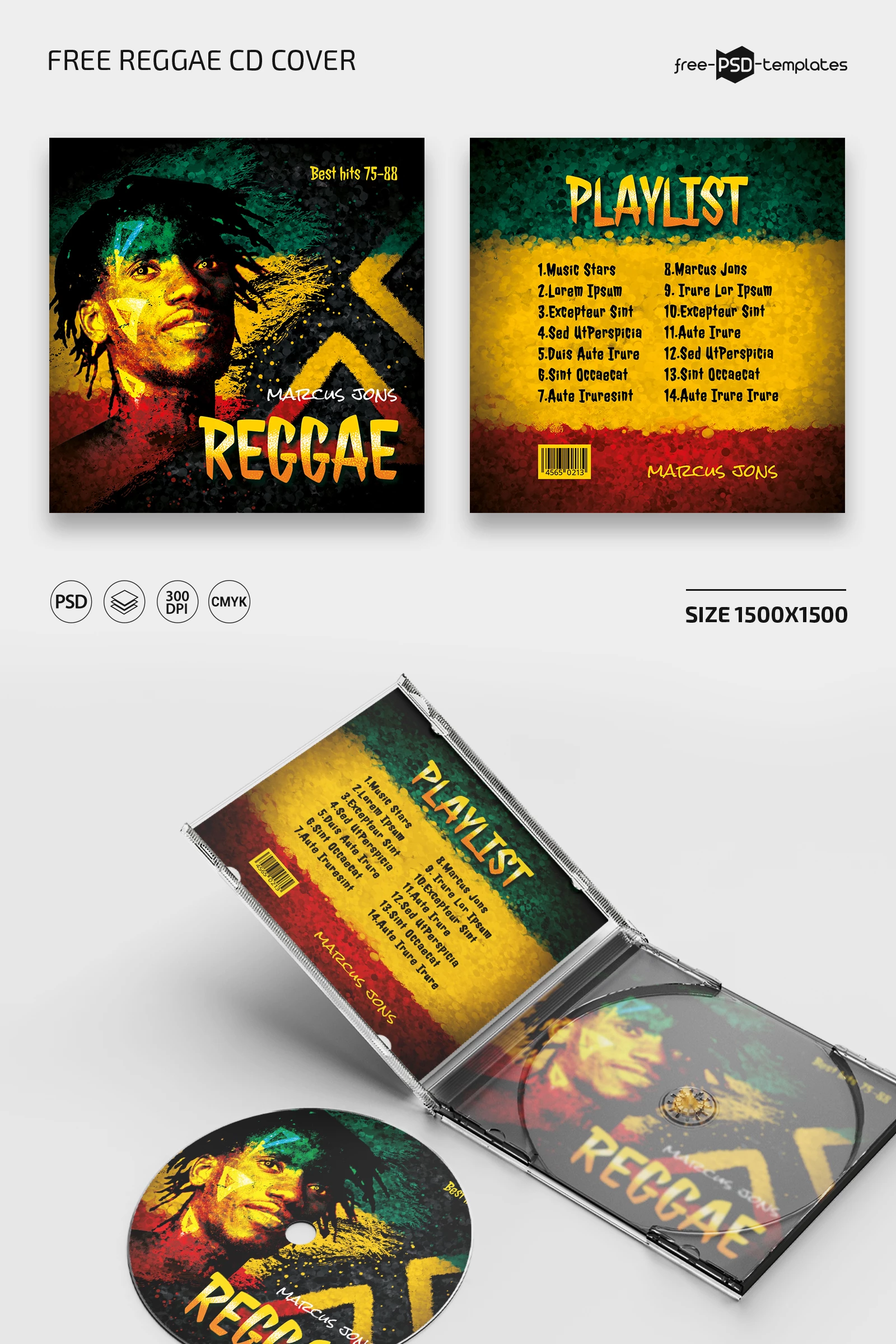 Free Reggae CD Cover Template