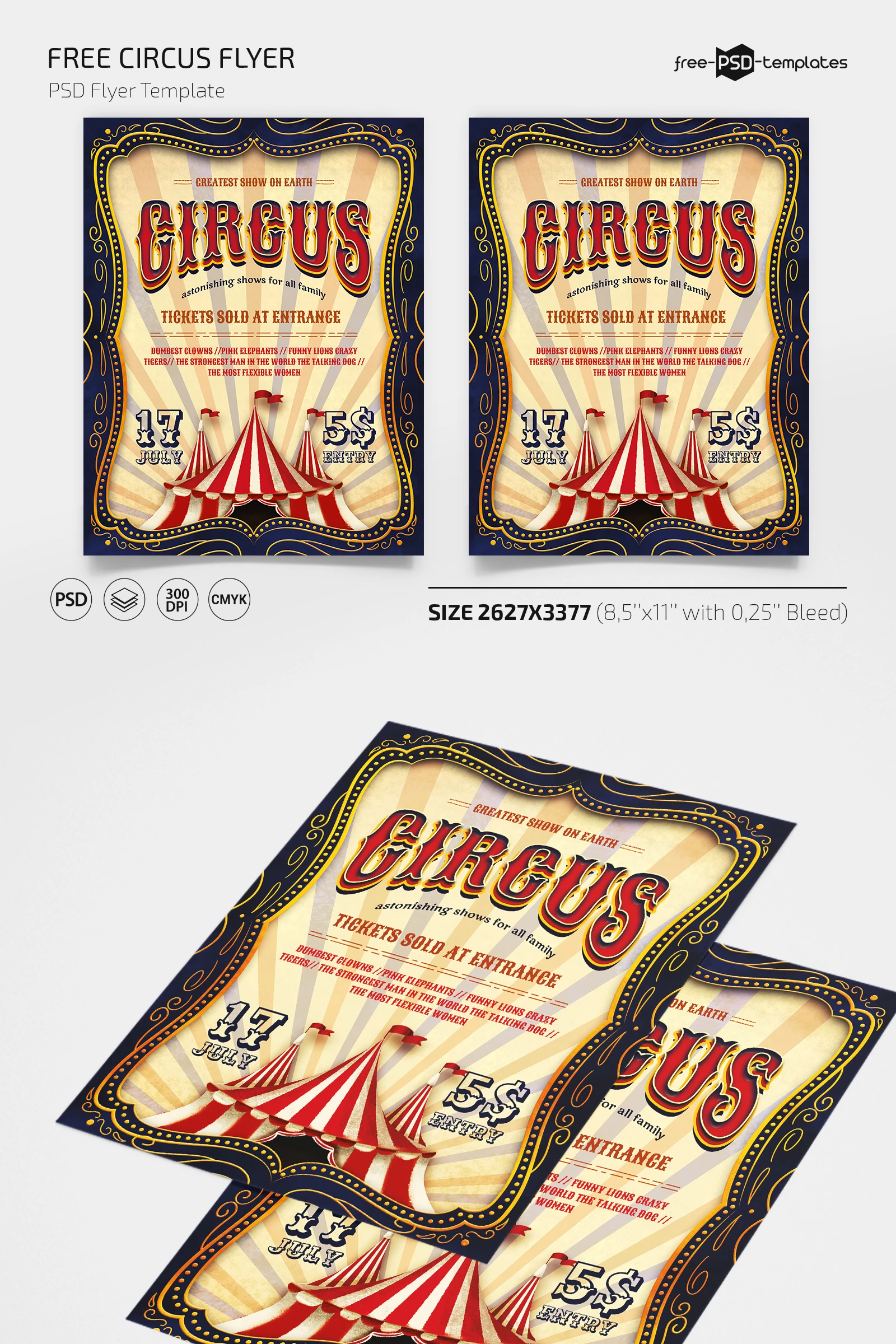 Free Circus Flyer PSD Template