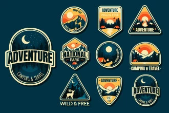 Free Adventure Labels Set (PSD, AI, EPS, PNG)