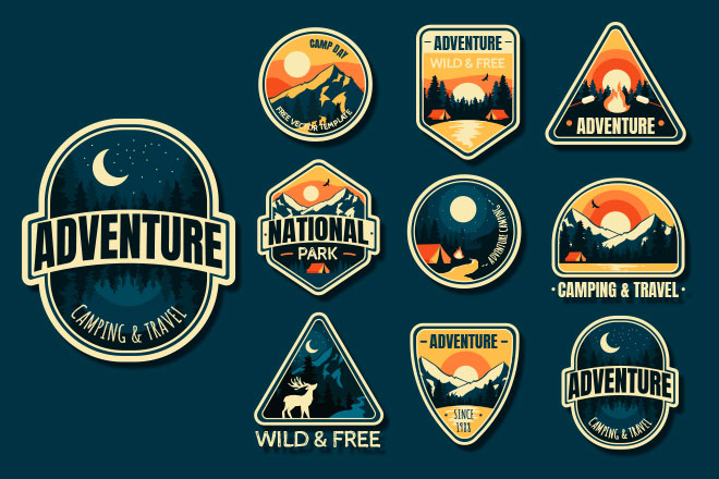 Free Adventure Labels (PSD, AI, EPS, PNG) – Free PSD Templates
