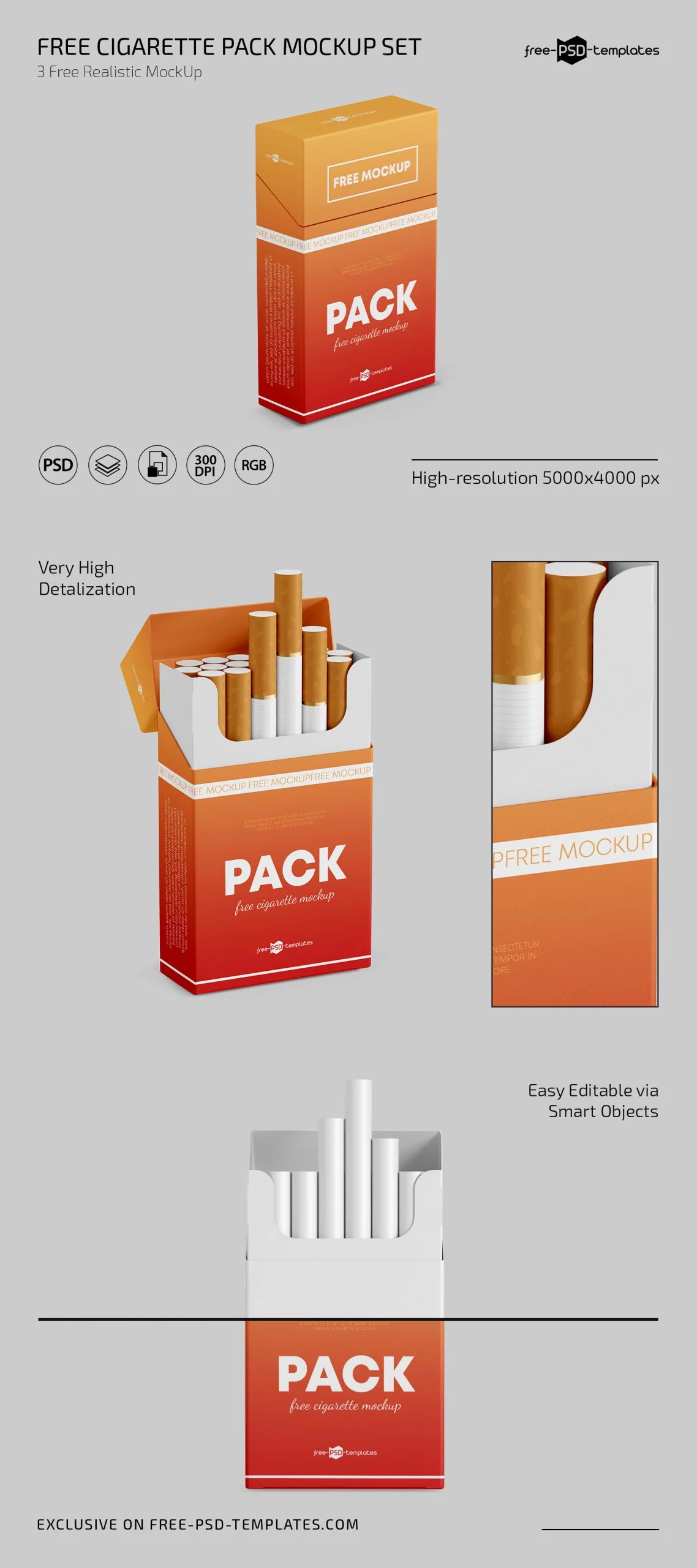 Free Cigarette Pack Mockup Set