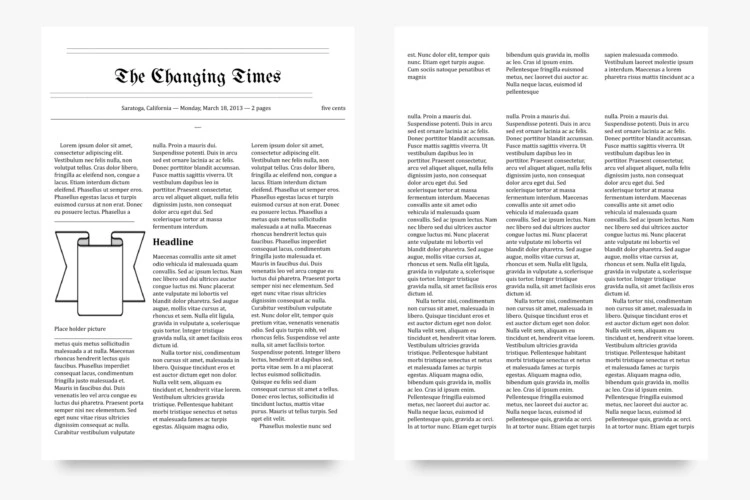 Free The Changing Times Newspaper Template