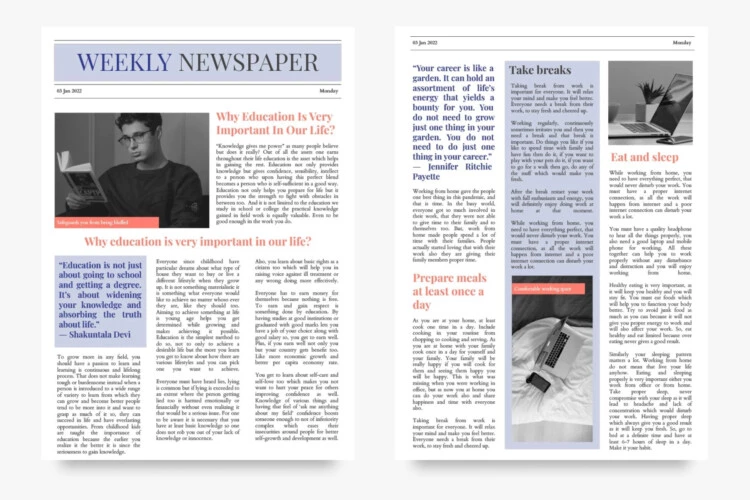 Uncomplicated Weekly Newspaper – Free Google Docs Template