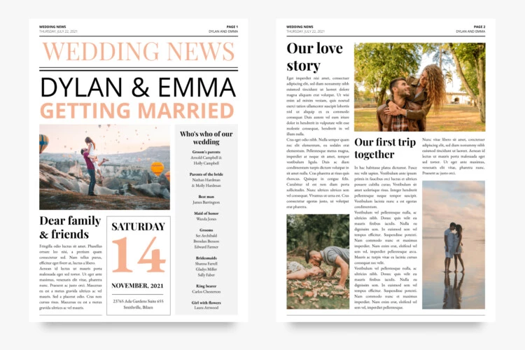 Wedding Newspaper – Free Google Docs Template