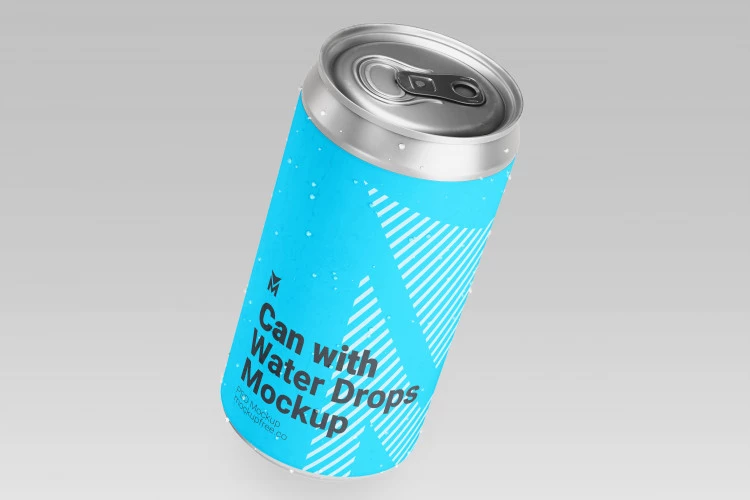 Can with Water Drops Mockup