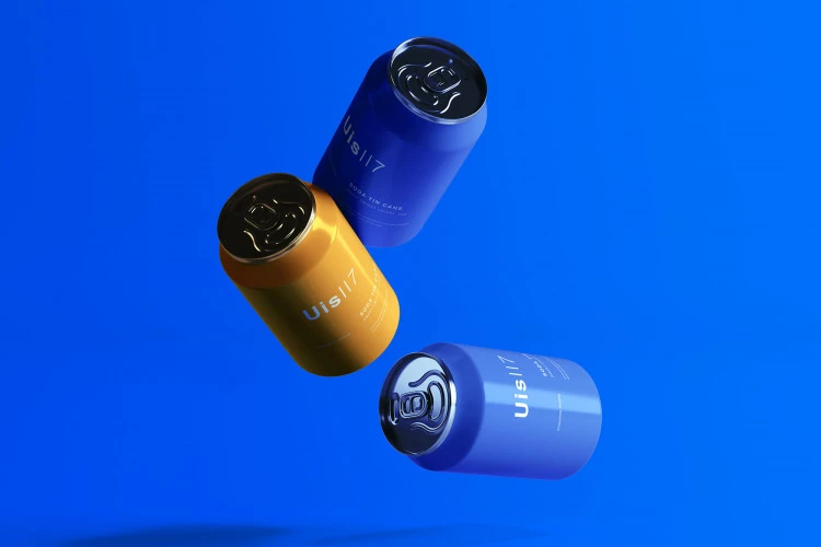 Floating Soda Tin Cans Mockup