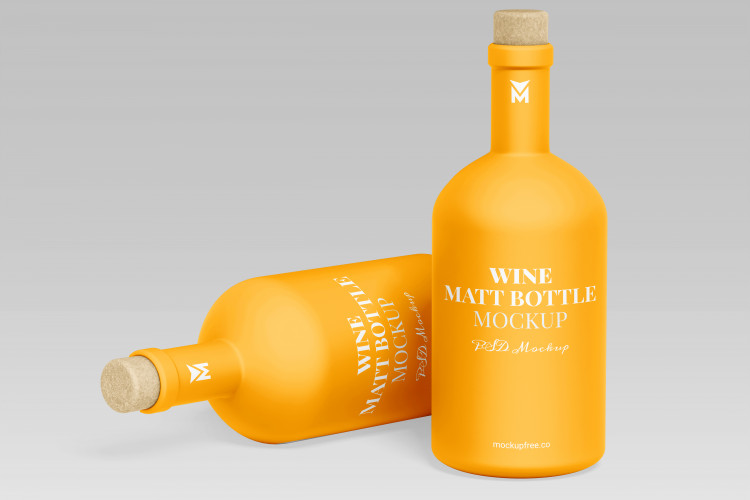Free Wine Matt Bottle Mockup