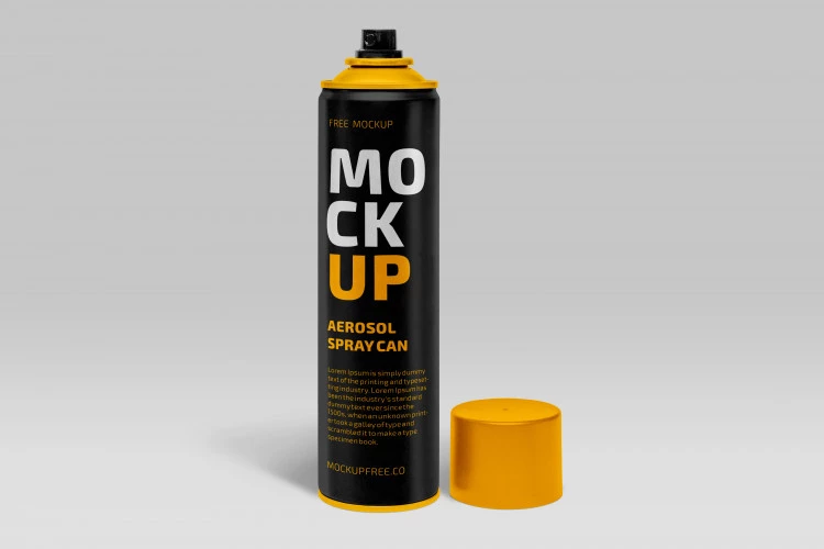 Free Aerosol Spray Can Mockup