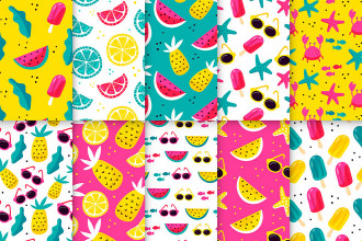 Free Bright Summer Patterns (PSD, AI, EPS, PNG)