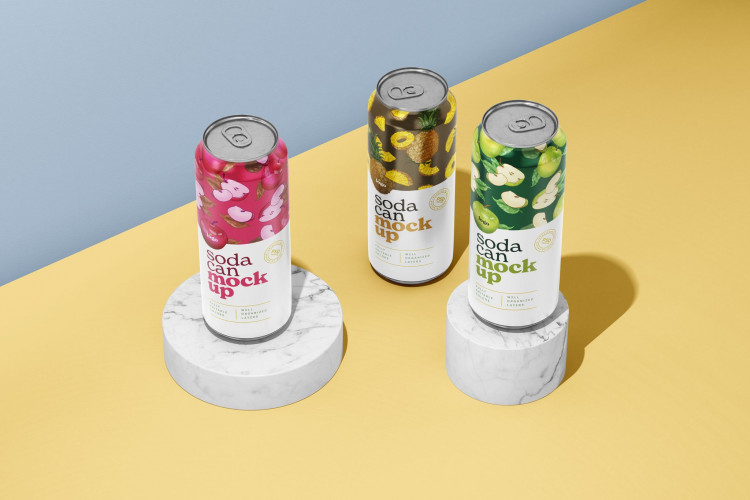 Free Soda Cans (0.5 liter) Mockup