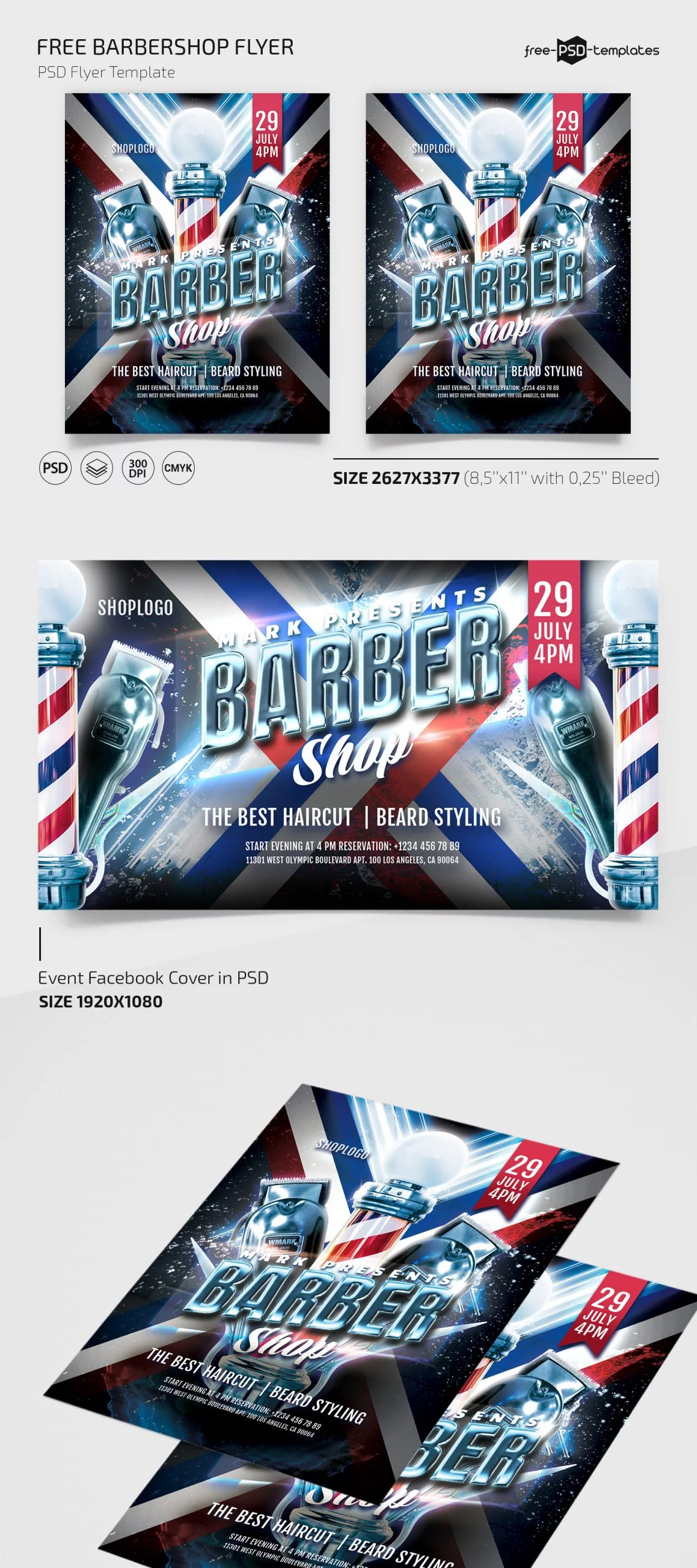 Download Barber Shop Free PSD Flyer Template