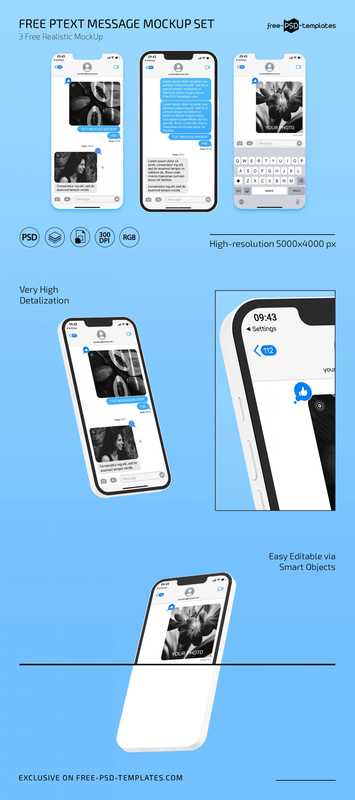 Free Text Message Mockup Set