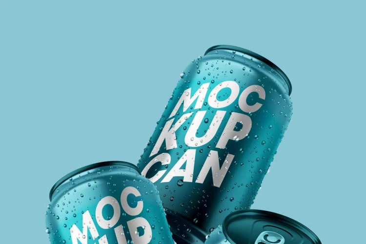 330ml 6 Metallic Can Mockups