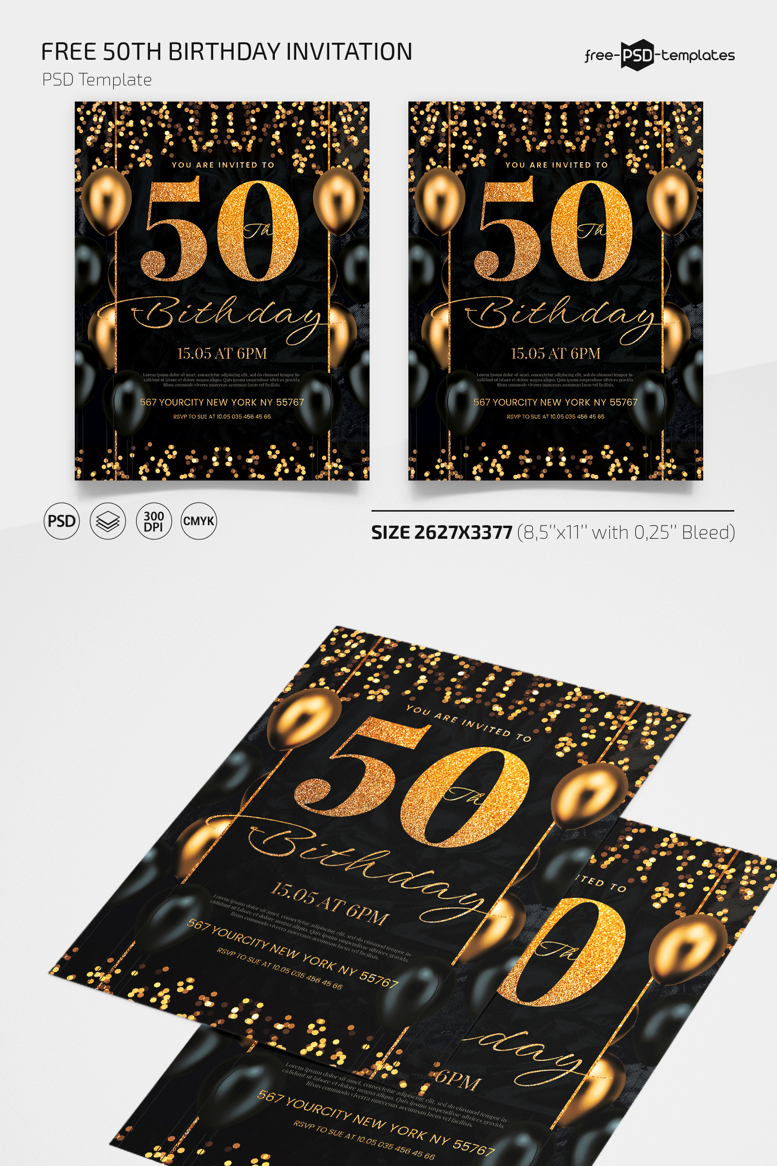 Free 50th Birthday Invitation – Free PSD Templates