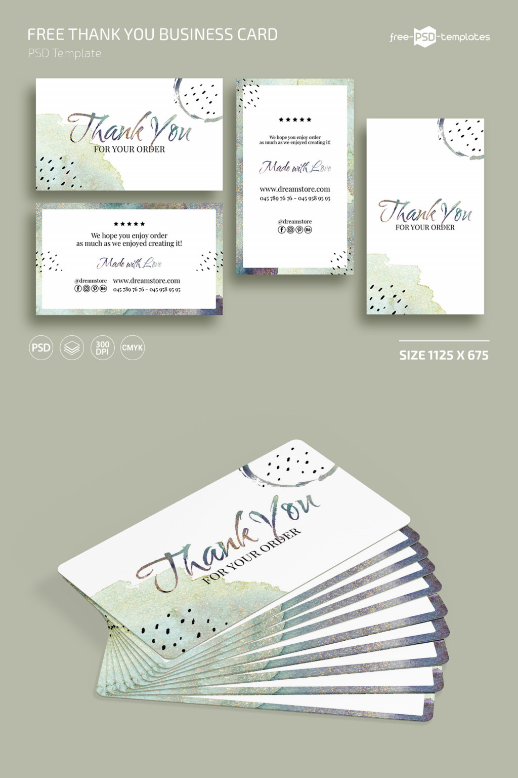 Free Thank You Business Card Template – Free PSD Templates