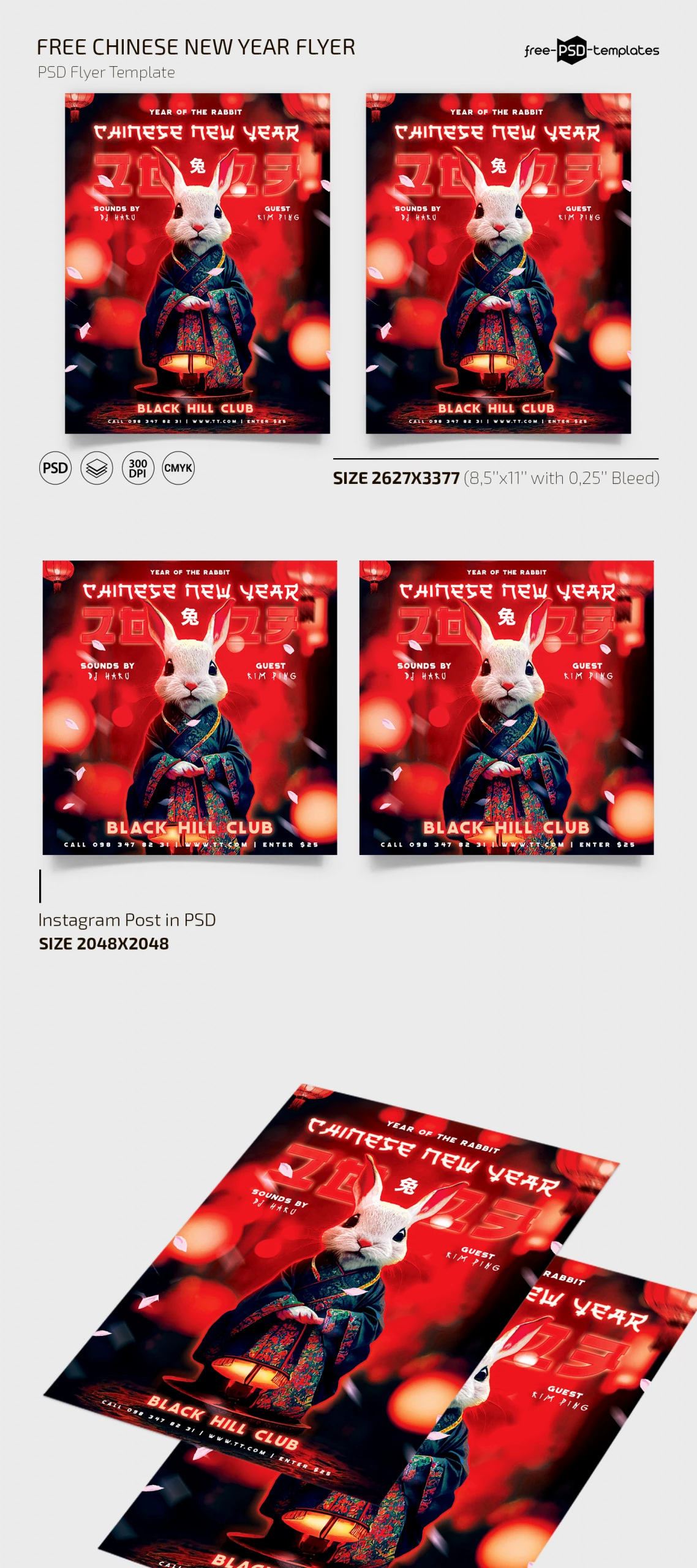 Free Chinese New Year Flyer Template + Instagram Post (PSD)