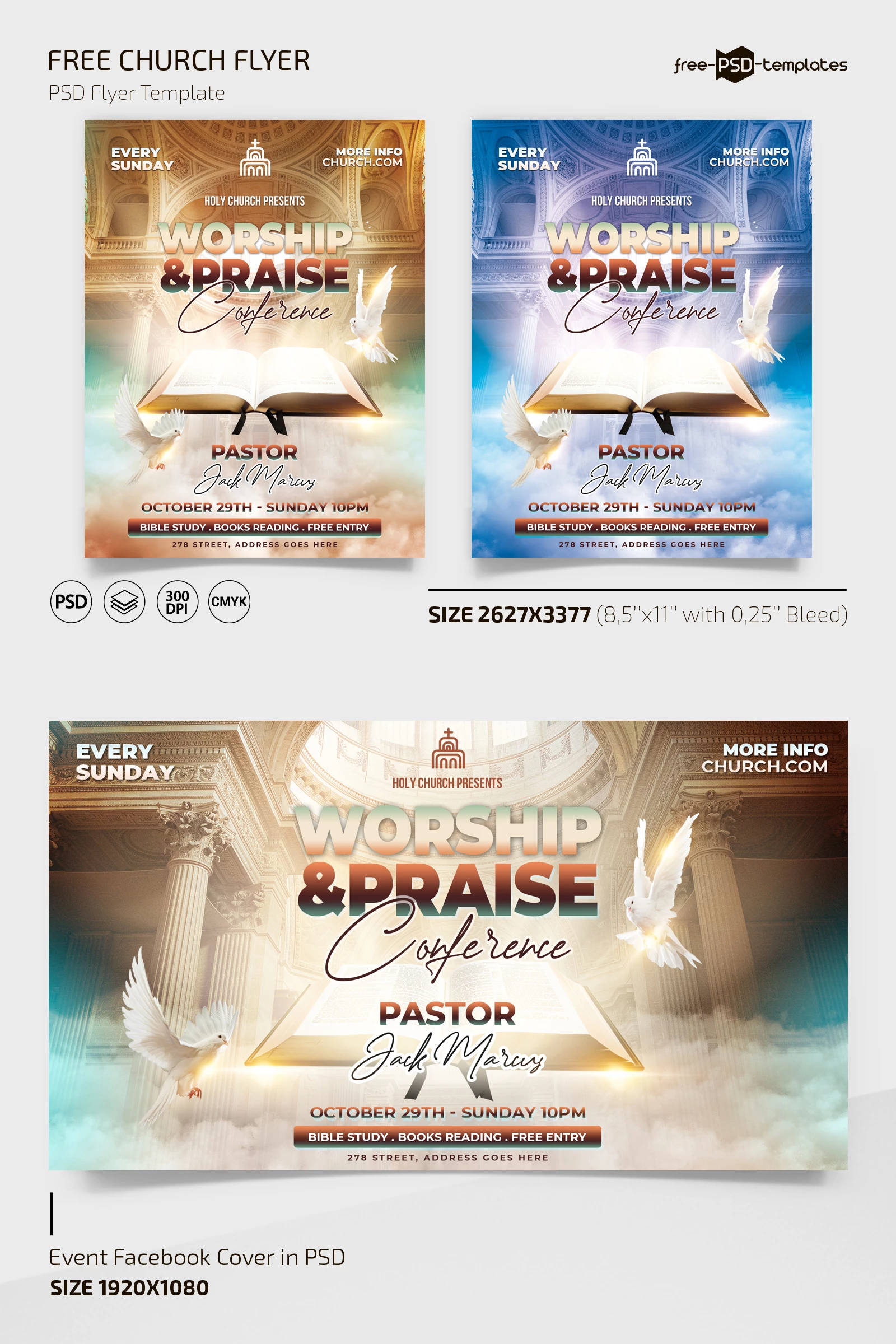 Free Church Flyer Template + Instagram Post (PSD)