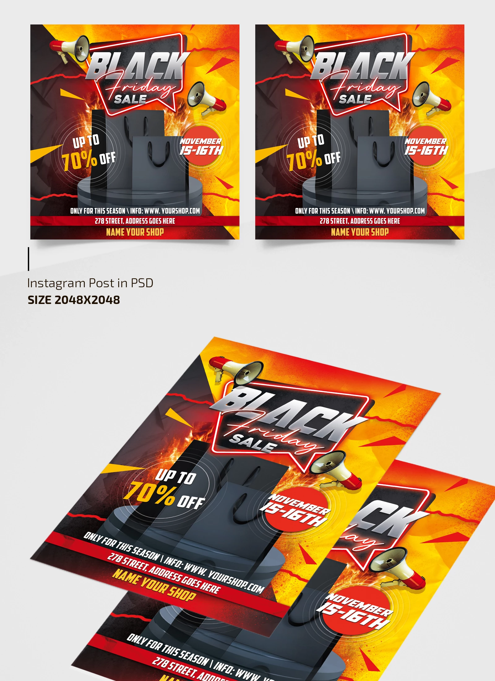 Free Black Friday Sale Flyer Template + Instagram Post (PSD)