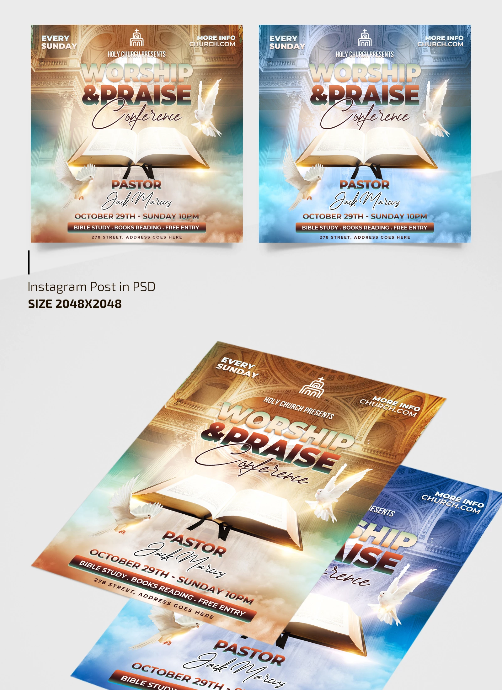 Free Church Flyer Template + Instagram Post (PSD)