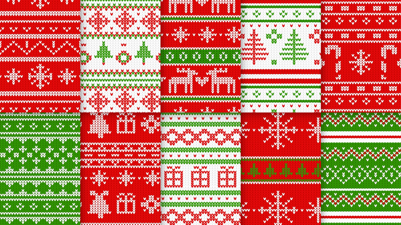 Free Christmas Sweater Vector Pattern Set 