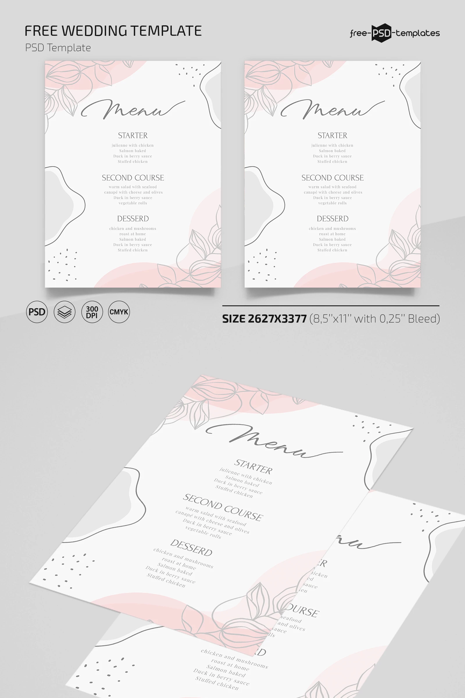 Free Wedding Menu Template