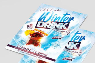Free Winter Party Flyer Template + Instagram Post (PSD)